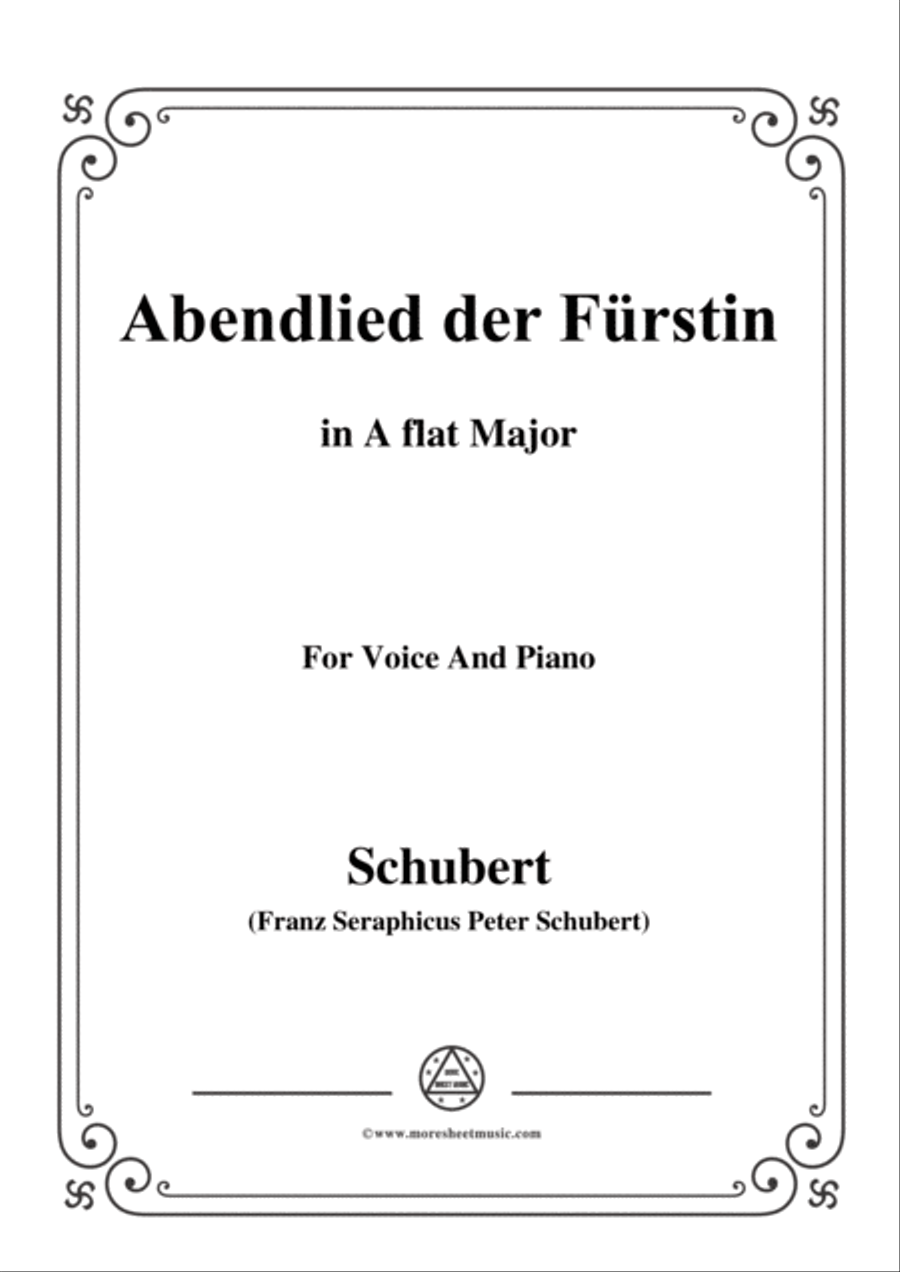 Schubert-Abendlied der Fürstin,in A flat Major,for Voice and Piano Voice Solo scores gallery preview page 1