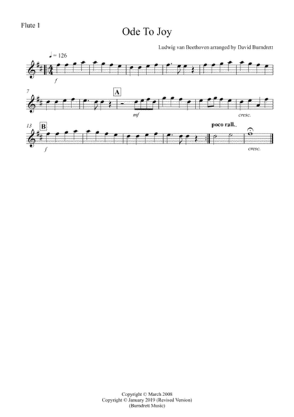 Ode To Joy for Flute Quartet image number null