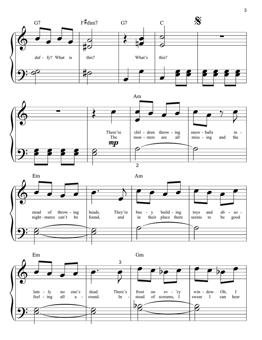 What's This? (from The Nightmare Before Christmas) Easy Piano scores gallery preview page 3