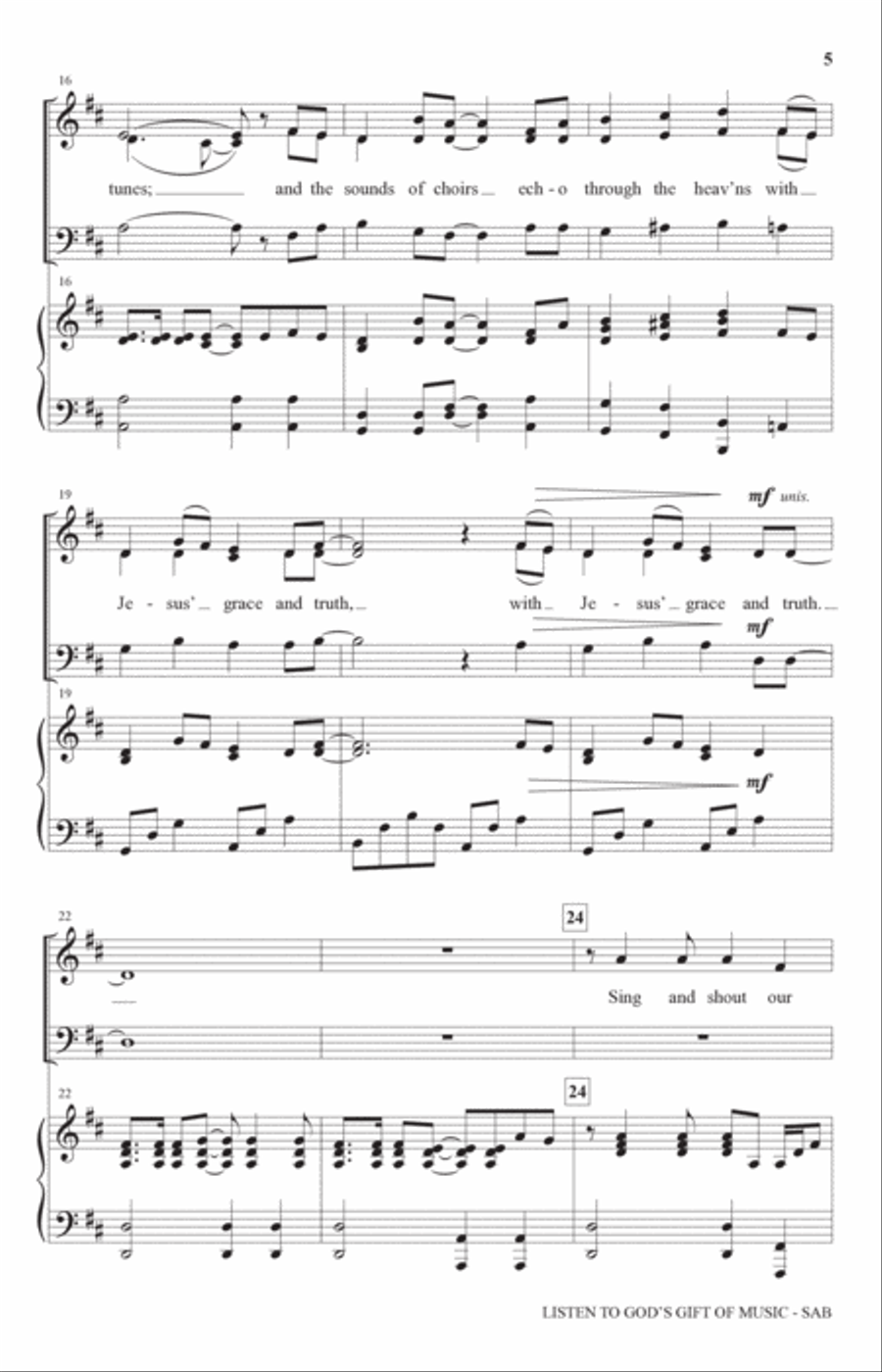 Listen To God's Gift Of Music 3-Part scores gallery preview page 3