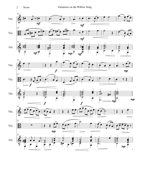 Variations on The Willow Song for violin, viola and guitar image number null