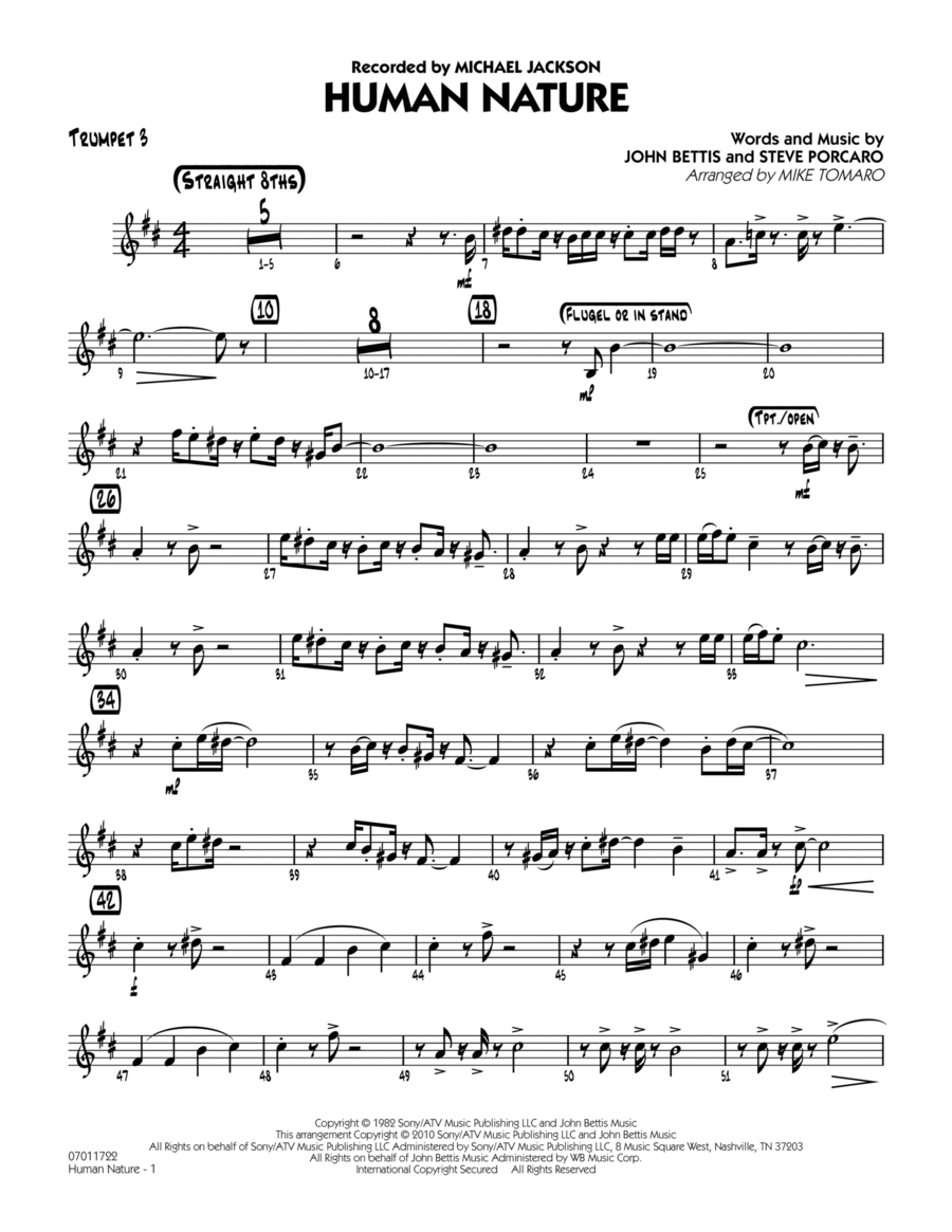 Human Nature - Trumpet 3 Trumpet scores gallery preview page 1