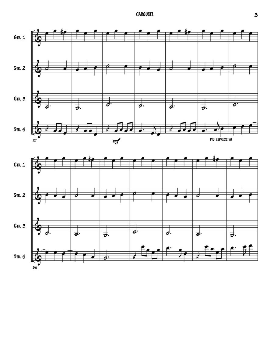 CAROUSEL - Junior Guitar Ensemble (Score & Parts) image number null