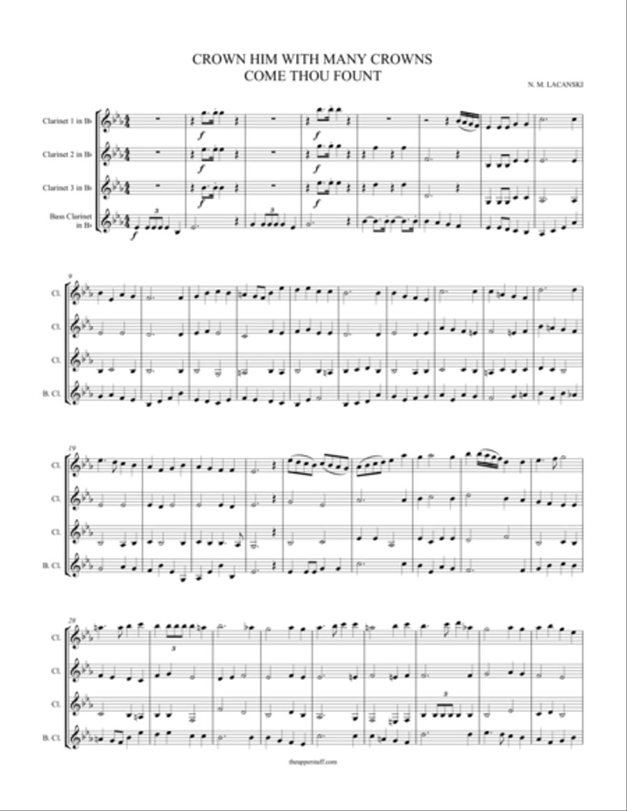 Crown Him With Many Crowns and Come Thou Fount Woodwind Quartet scores gallery preview page 1