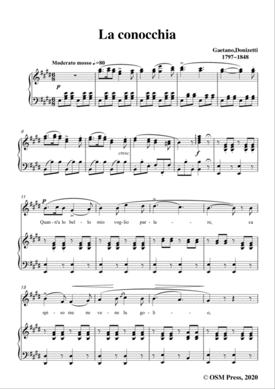 Donizetti-La conocchia,in E Major,for Voice and Piano Voice Solo scores gallery preview page 3