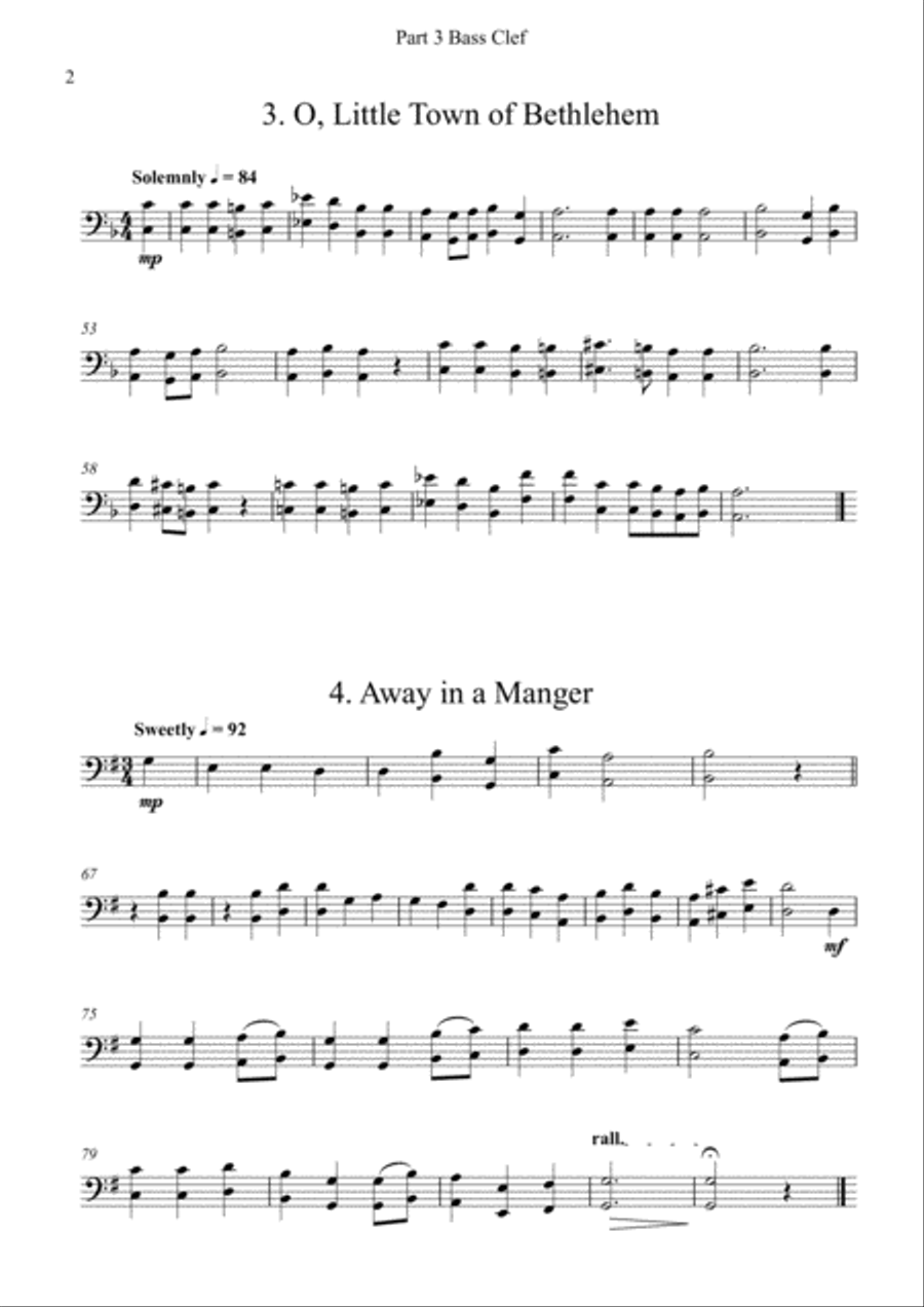 Carols for Four (or more) - Fifteen Carols with Flexible Instrumentation - Part 3 - C Bass Clef