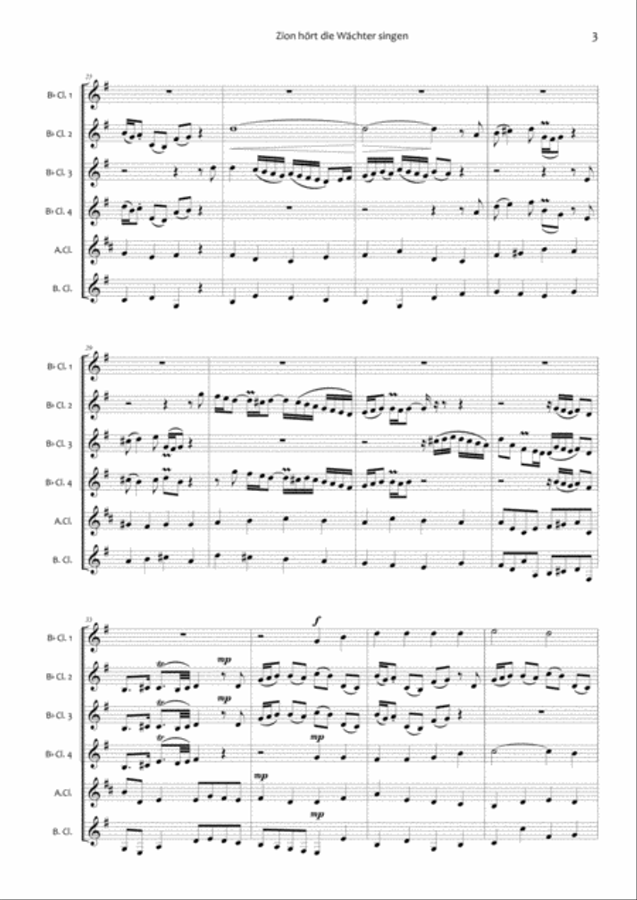 Zion hört die Wächter singen - BWV 140 - Clarinet Choir Chamber Orchestra scores gallery preview page 4