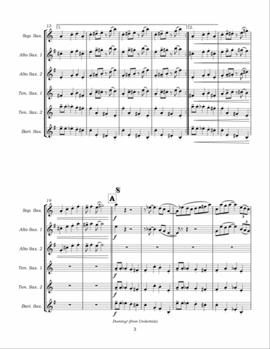 Dummy! (from Undertale) Woodwind Ensemble scores gallery preview page 6