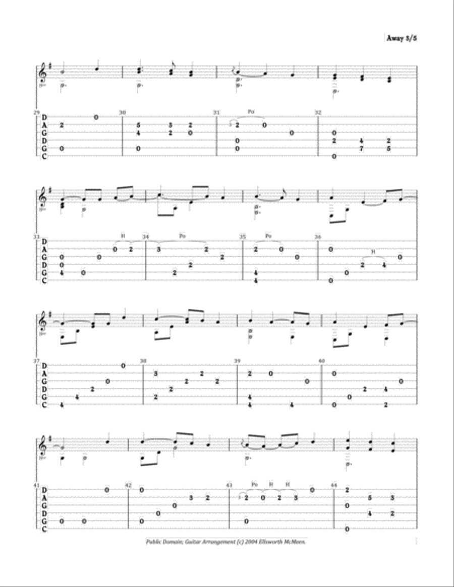 Away in a Manger (For Fingerstyle Guitar Tuned CGDGAD) Acoustic Guitar scores gallery preview page 3