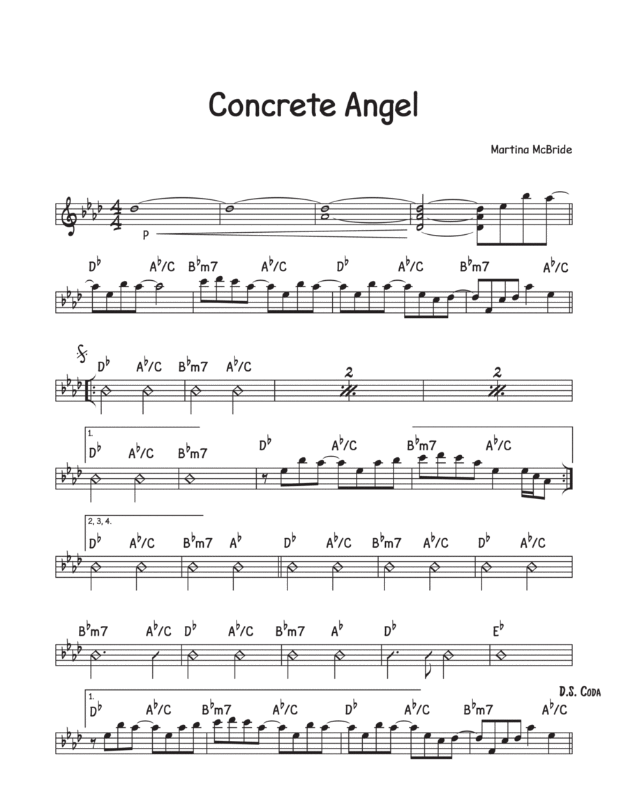 Concrete Angel Concrete Angel Piano, Vocal, Guitar scores gallery preview page 1