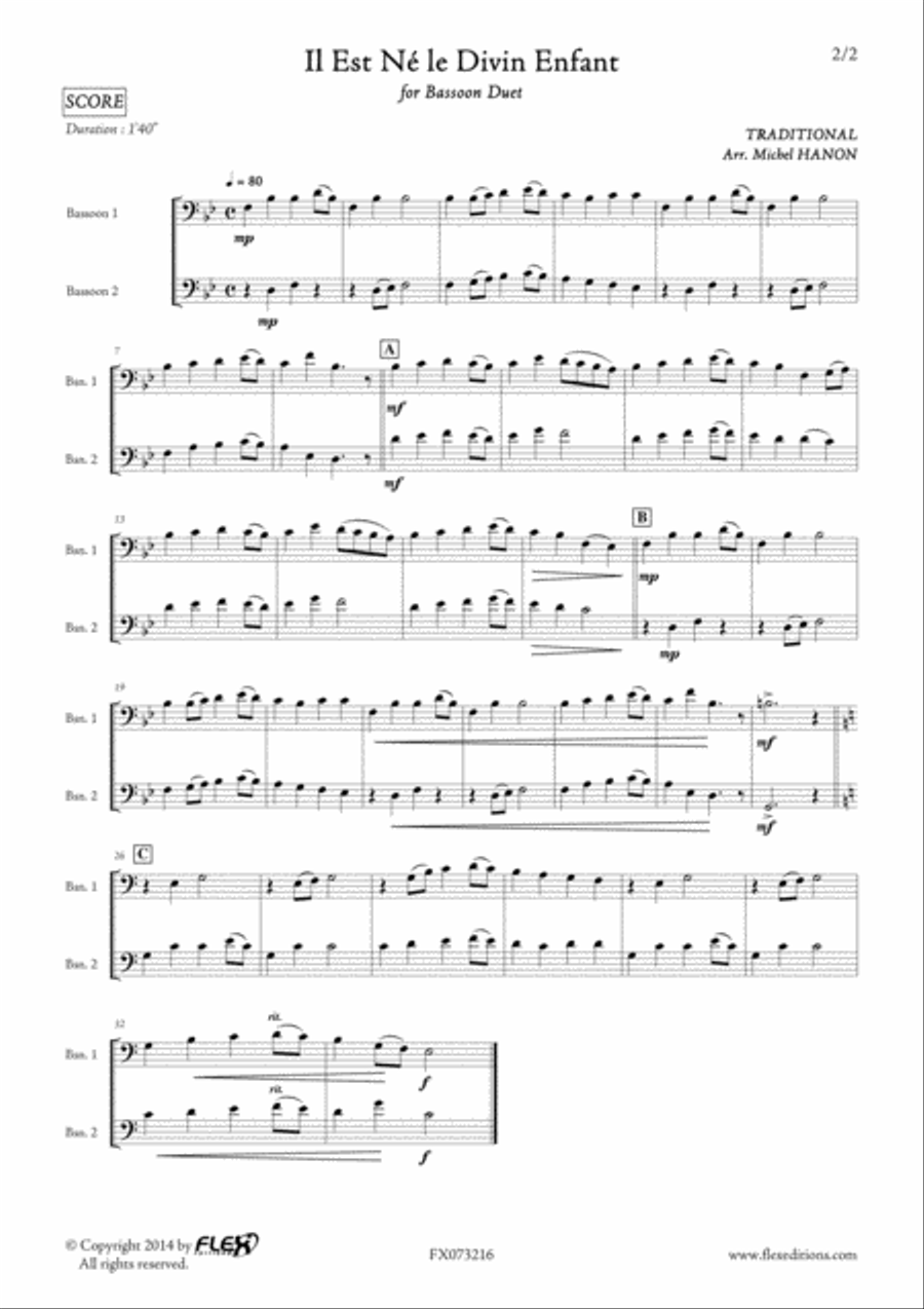 Il Est Ne le Divin Enfant Woodwind Duet scores gallery preview page 2
