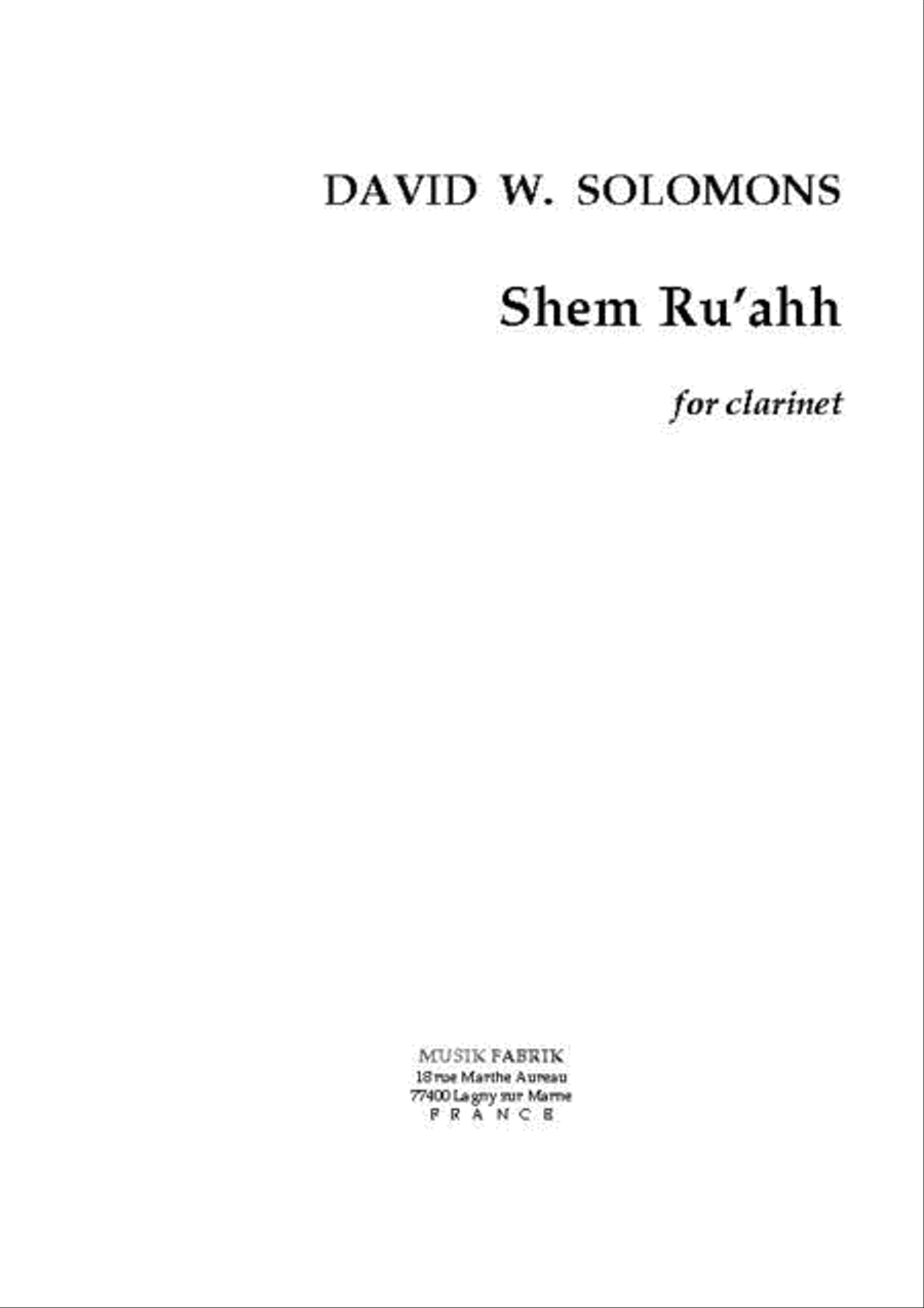 Shem Ru'ahh, melodia per clarinetto Clarinet Solo scores gallery preview page 1