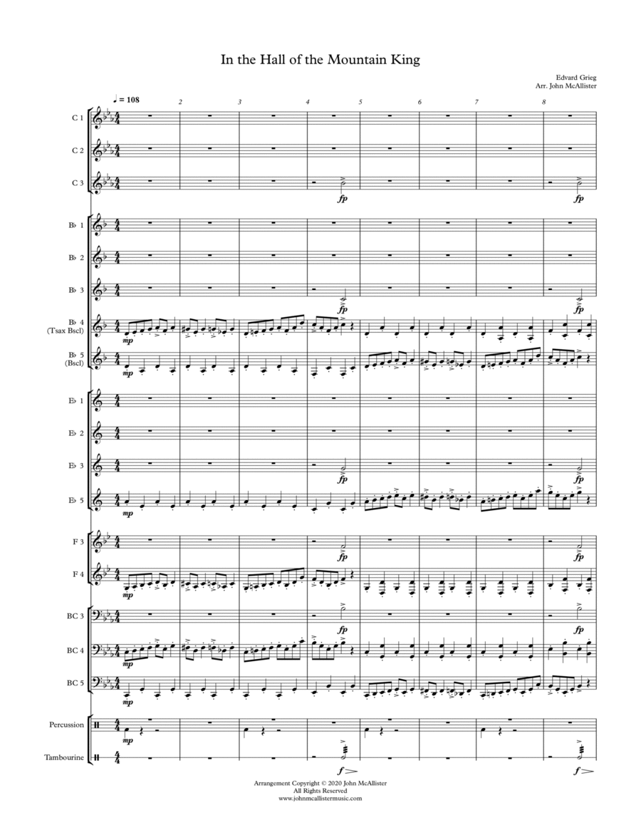 In the Hall of the Mountain King - Adaptable Quintet Concert Band scores gallery preview page 1