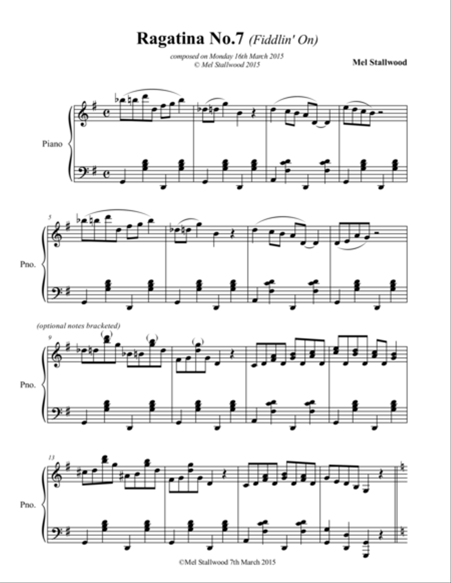 Ragatina No.7 (Fiddlin' On) Piano Solo scores gallery preview page 1