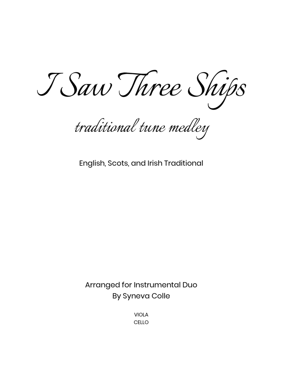 I Saw Three Ships - Traditional Tune Medley String Duet scores gallery preview page 1