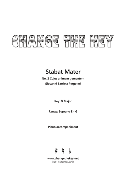 Stabat Mater No.2 Cujus animam gementum D Major Piano Vocal