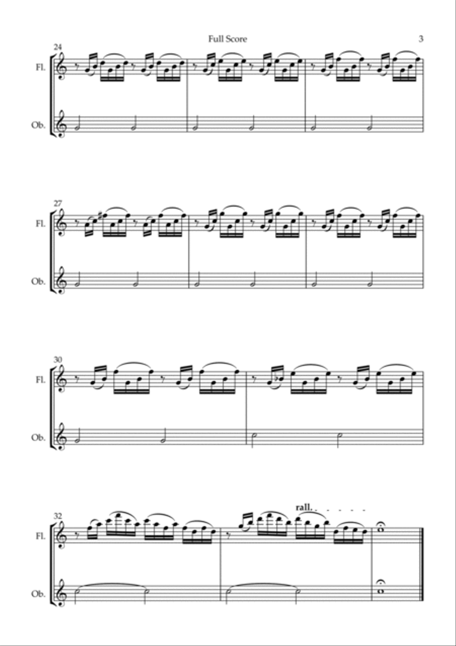 Prelude 1 in C Major BWV 846 (from Well-Tempered Clavier Book 1) for Flute & Oboe Duo Woodwind Duet scores gallery preview page 3