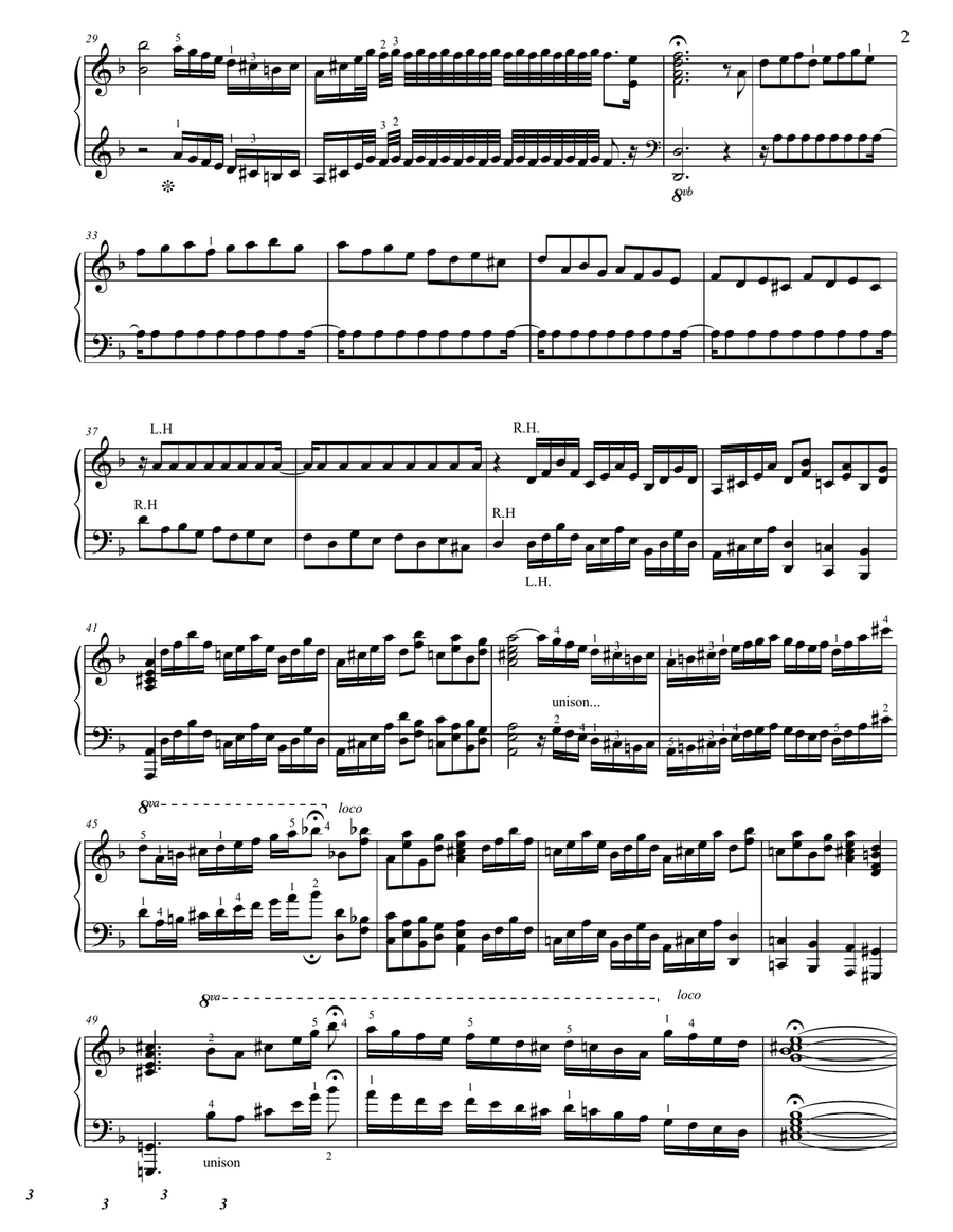 Toccata and Fugue in D minor for Piano Solo, from Bach's organ score image number null