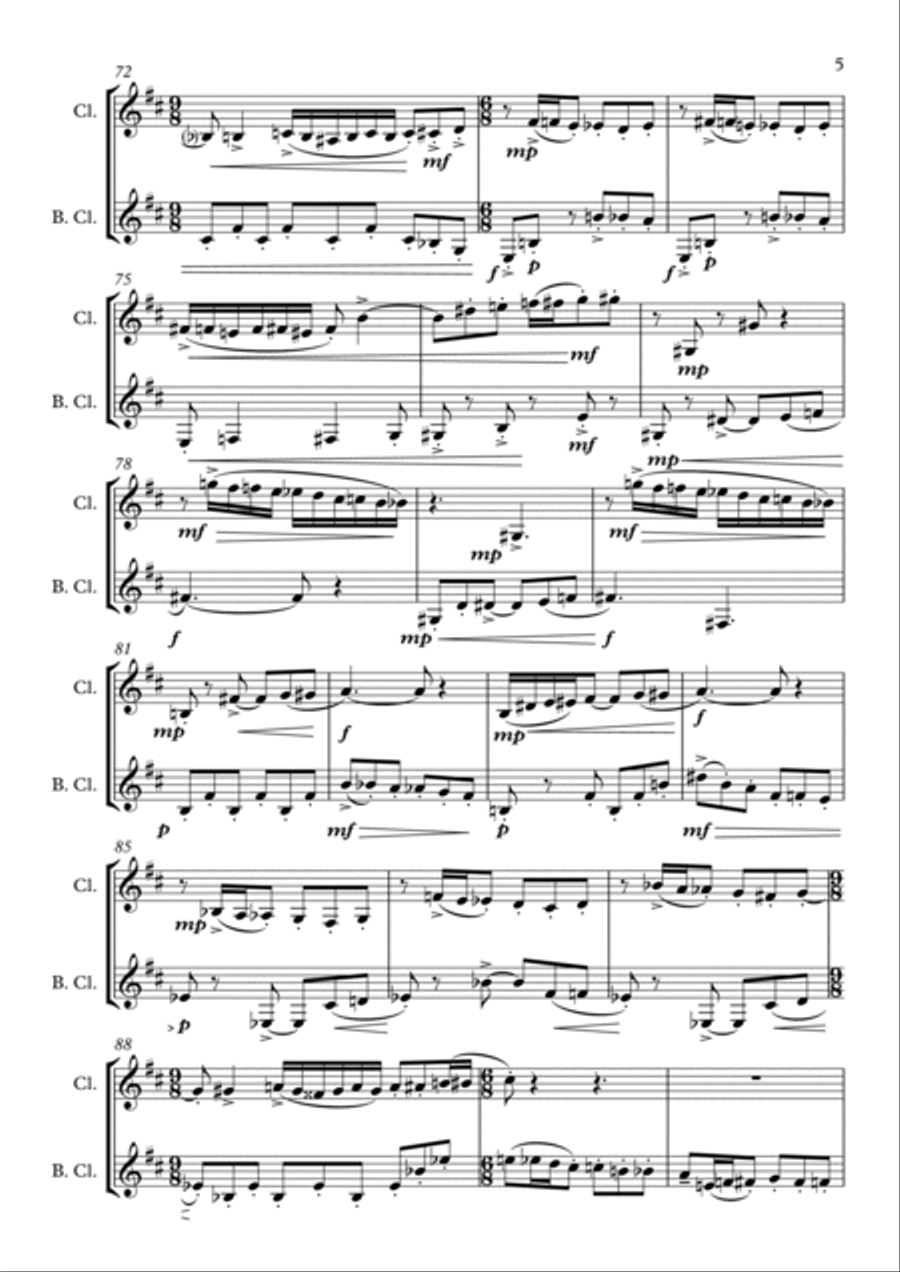 Sonatina For Clarinet And Bass Clarinet (Originally for clarinet and bassoon) Woodwind Duet scores gallery preview page 5