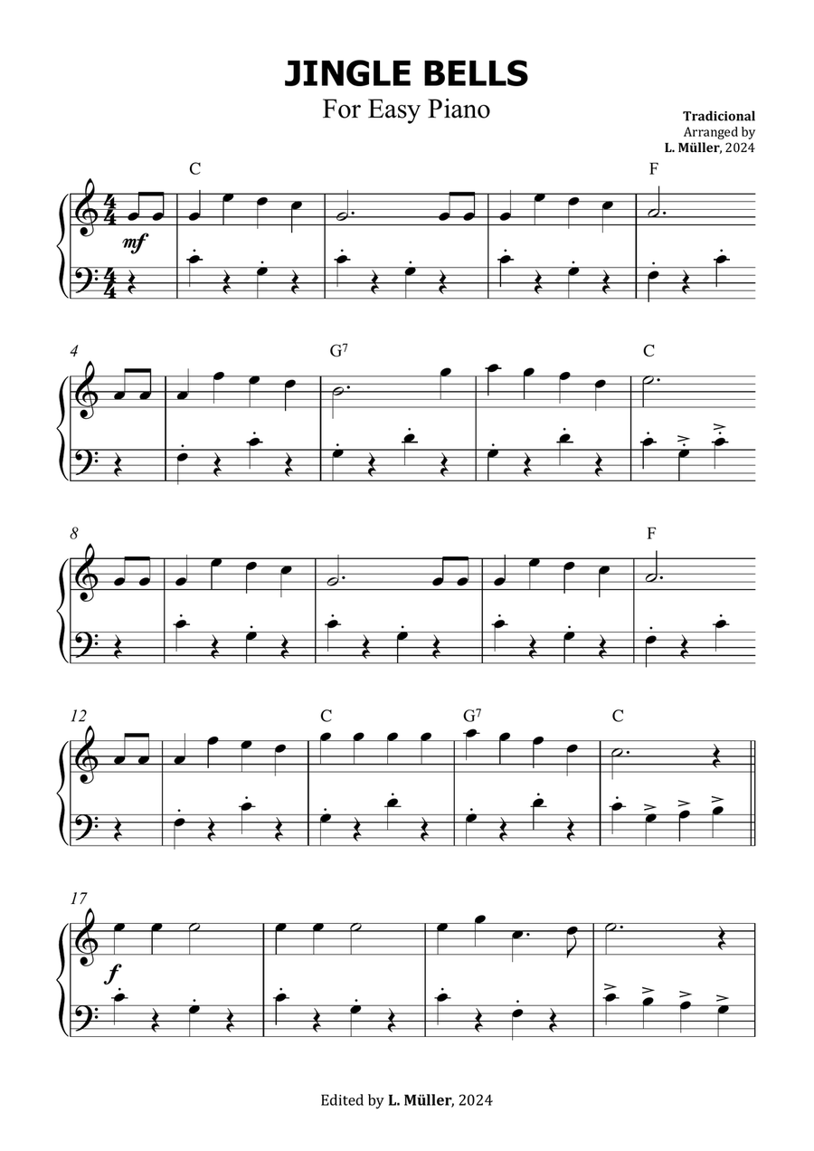 Jingle Bells - Easy Piano in C Major with chords image number null