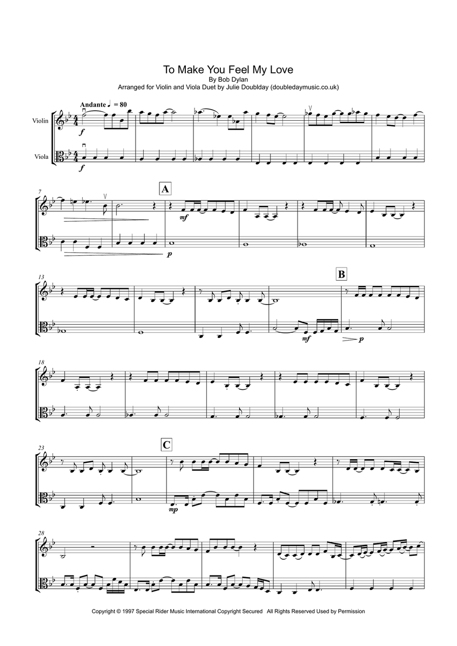 Make You Feel My Love String Duet scores gallery preview page 1