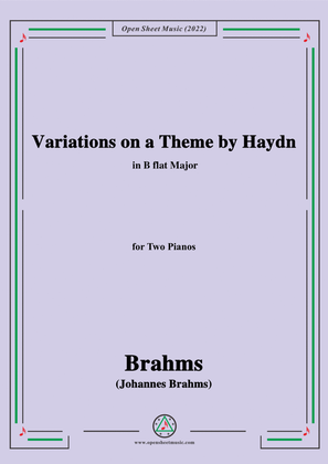Book cover for Brahms-Variations on a Theme by Haydn,Op.56, in B flat Major,for 2 Pianos