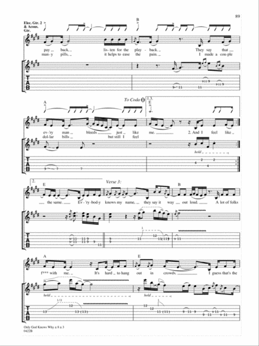 Only God Knows Why Guitar Tablature scores gallery preview page 3