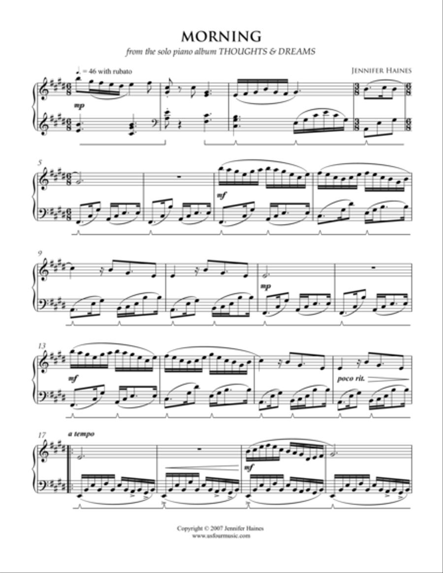 Morning Piano Solo scores gallery preview page 1