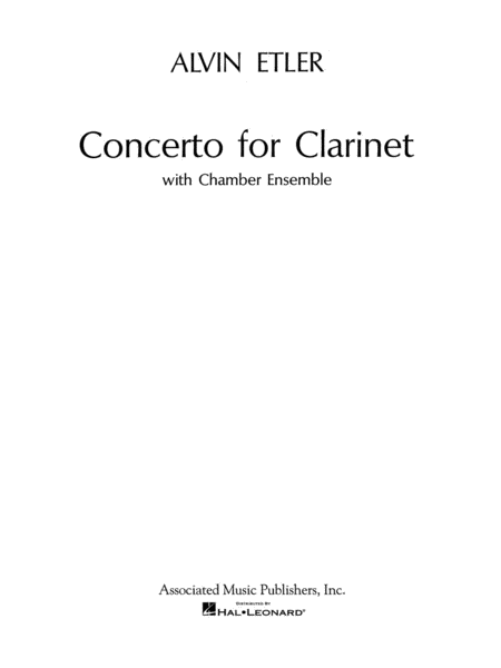 Concerto for Clarinet and Chamber Ensemble (1962) (Clarinet / Orchestra)