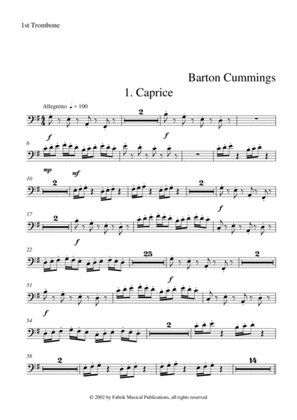 Barton Cummings: Concertino for contrabassoon and concert band, 1st trombone part