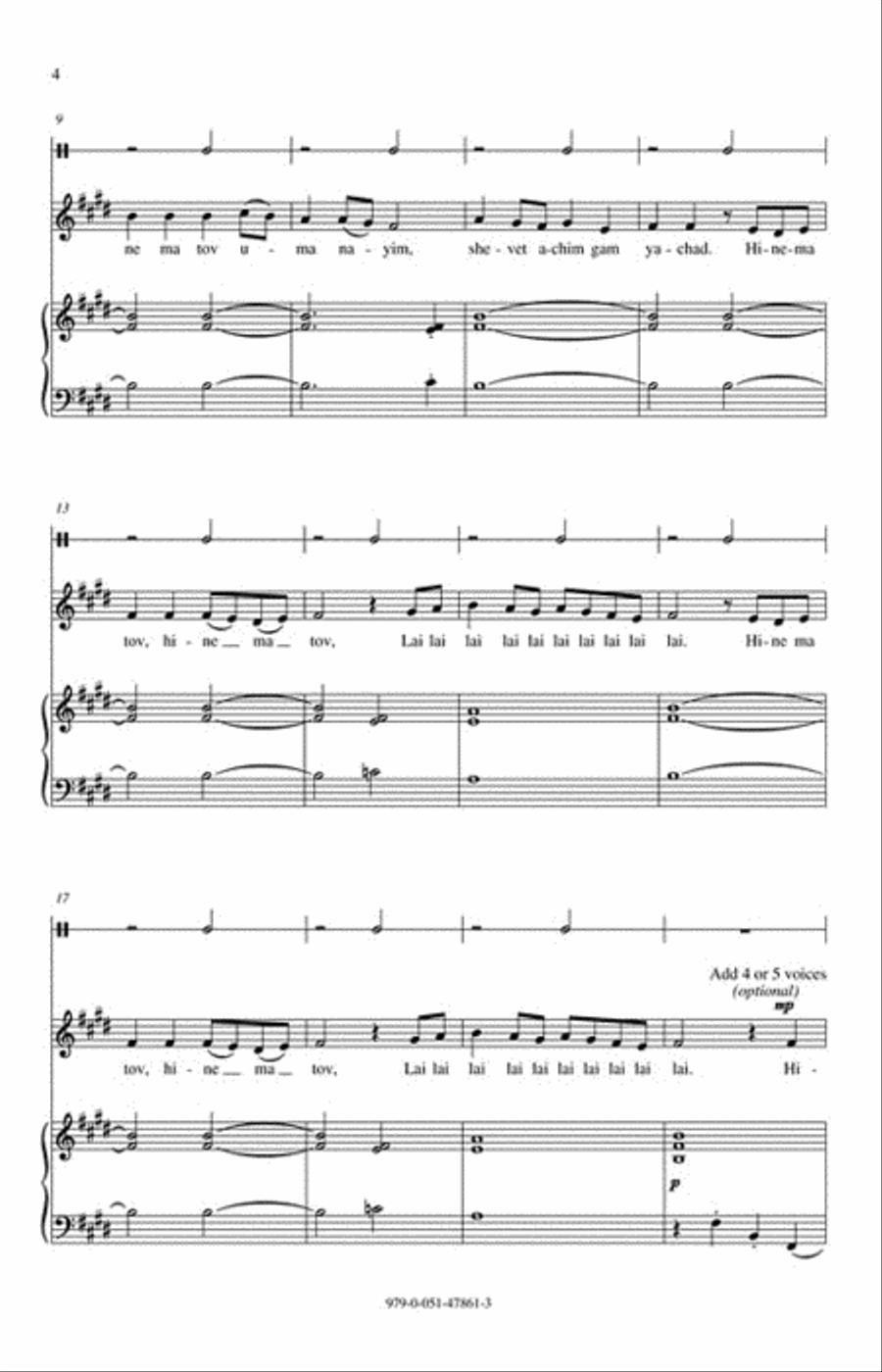 Hine Ma Tov Hine Ma Tov Unison Choir scores gallery preview page 3