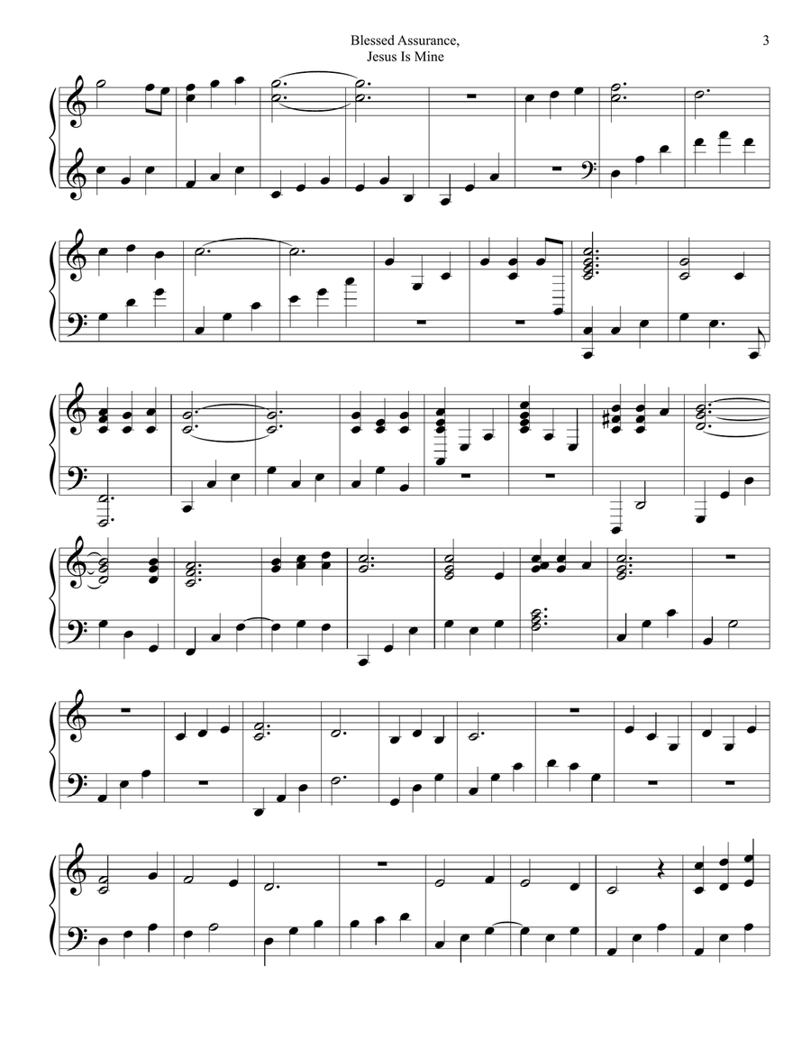 PIANO - Blessed Assurance, Jesus is Mine (Piano Hymns Sheet Music PDF) Piano Solo scores gallery preview page 3
