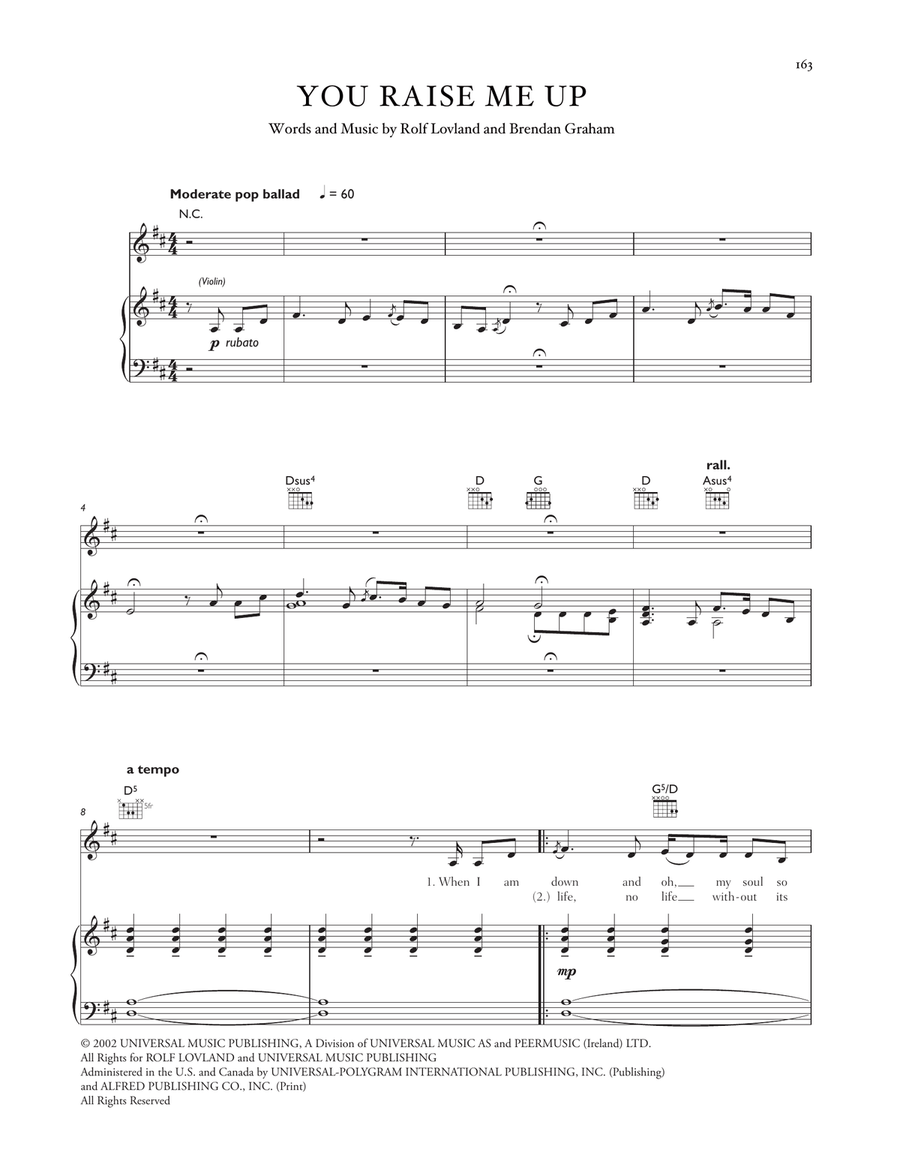 You Raise Me Up You Raise Me Up Piano, Vocal, Guitar scores gallery preview page 1