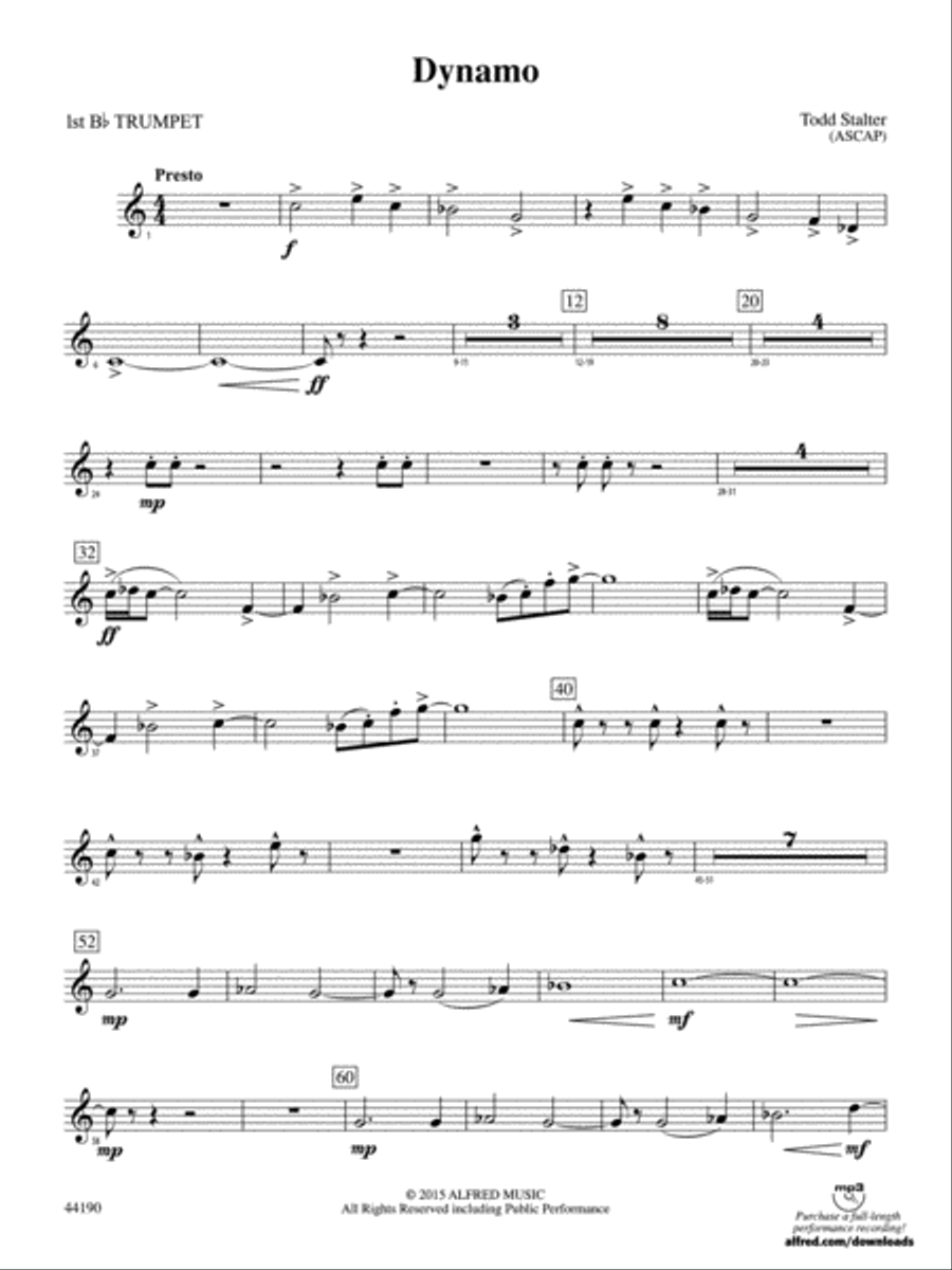 Dynamo: 1st B-flat Trumpet Concert Band scores gallery preview page 1