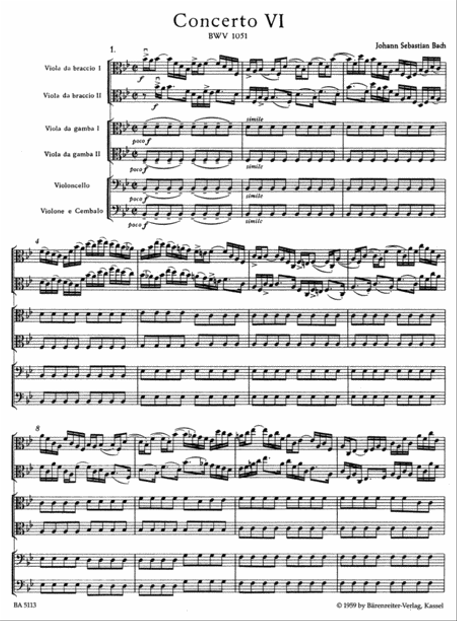 Brandenburg Concerto, No. 6 B flat major, BWV 1051 String Orchestra scores gallery preview page 2