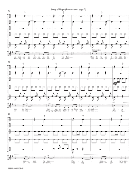 Song of Hope (Percussion Parts)