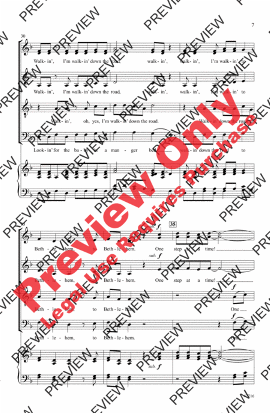 Walkin' Down the Road to Bethlehem 4-Part scores gallery preview page 7