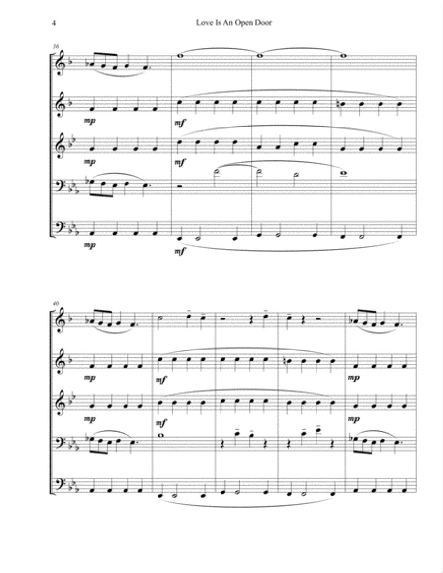 Love Is An Open Door Brass Ensemble scores gallery preview page 5