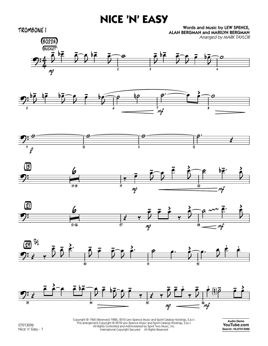 Nice 'n' Easy - Trombone 1 Jazz Ensemble scores gallery preview page 1