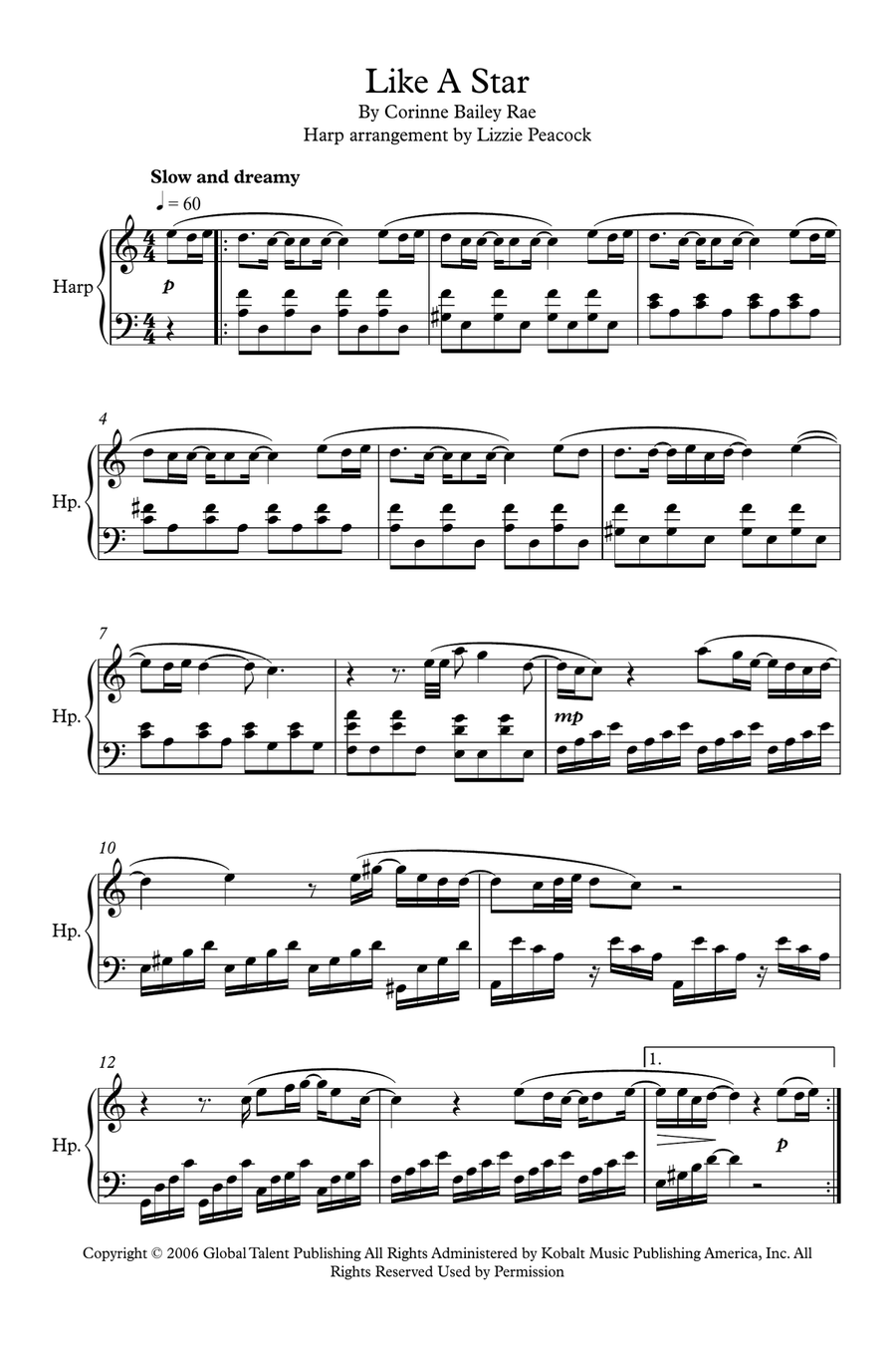Like A Star Harp scores gallery preview page 1