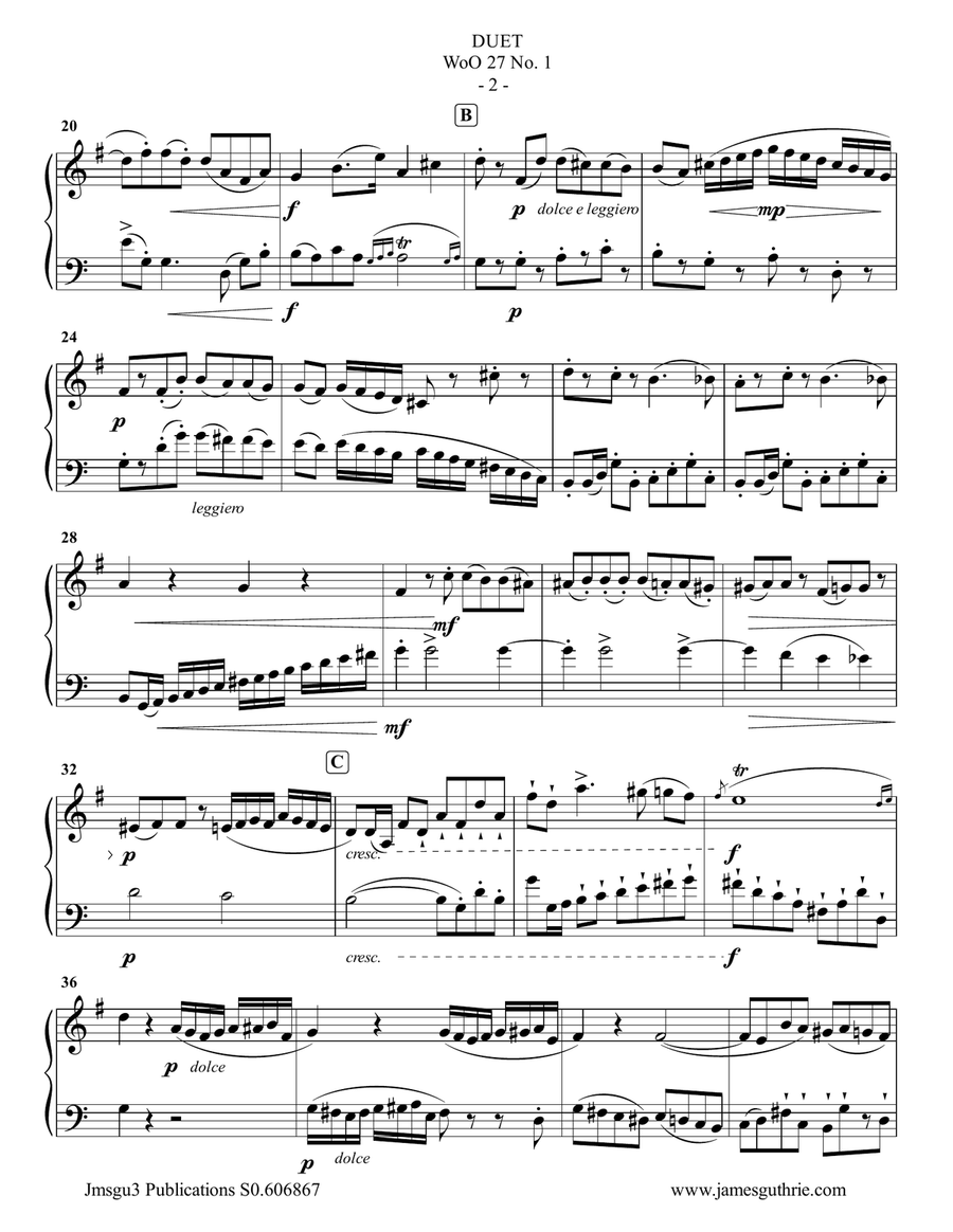 Beethoven: Duet WoO 27 No. 1 for French Horn & Cello Horn scores gallery preview page 2