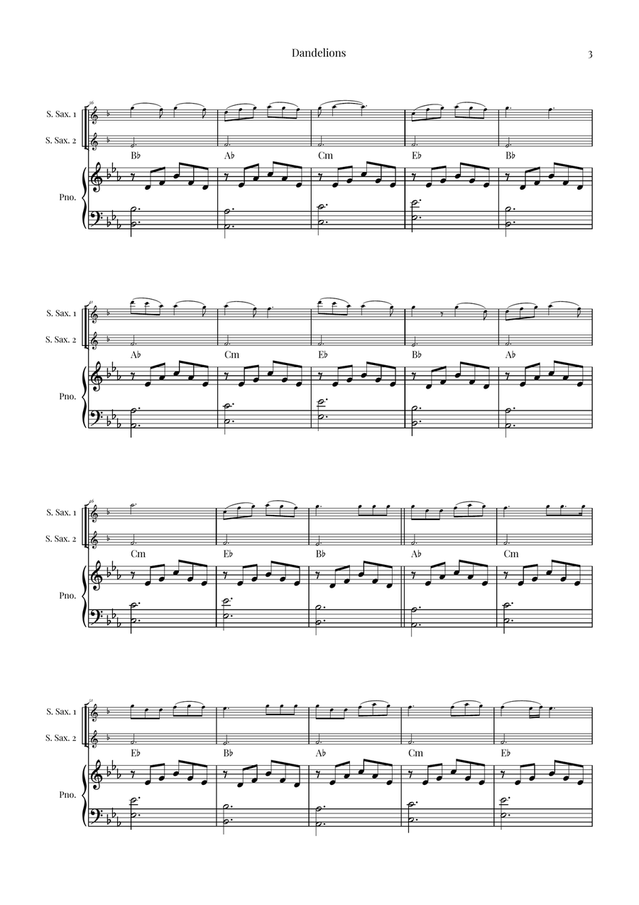Dandelions Woodwind Duet scores gallery preview page 3