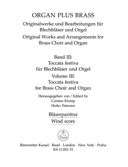 organ plus brass, Volume III: Toccata festiva for Brass Choir and Organ