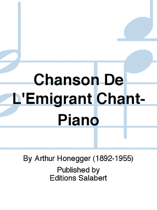 Book cover for Chanson De L'Emigrant Chant-Piano