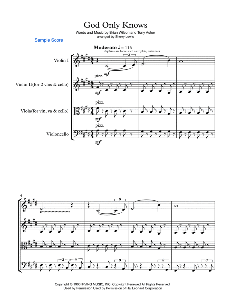 God Only Knows String Trio scores gallery preview page 1