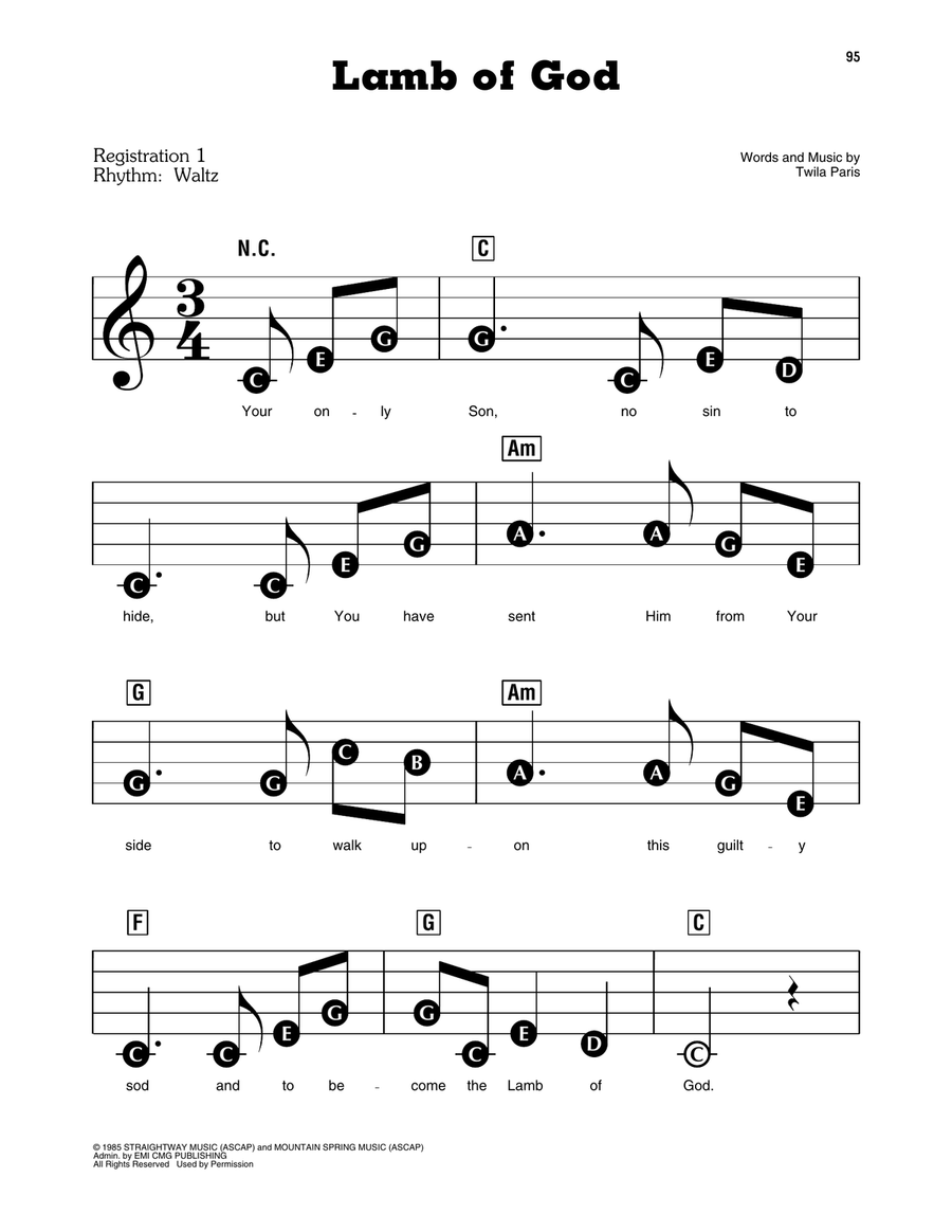 Lamb Of God Lamb Of God Electronic Keyboard scores gallery preview page 1