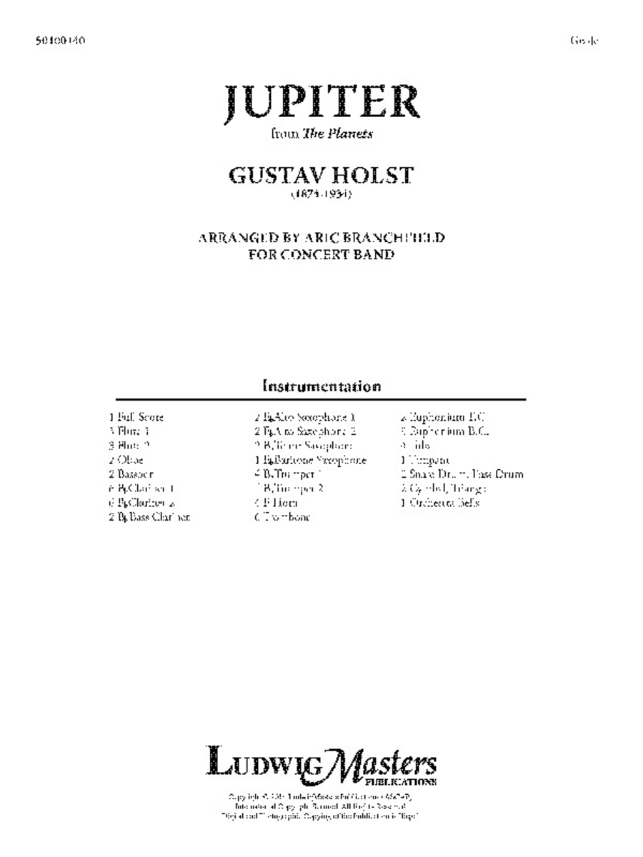 Jupiter -- The Bringer of Jollity for Band Concert Band scores gallery preview page 1