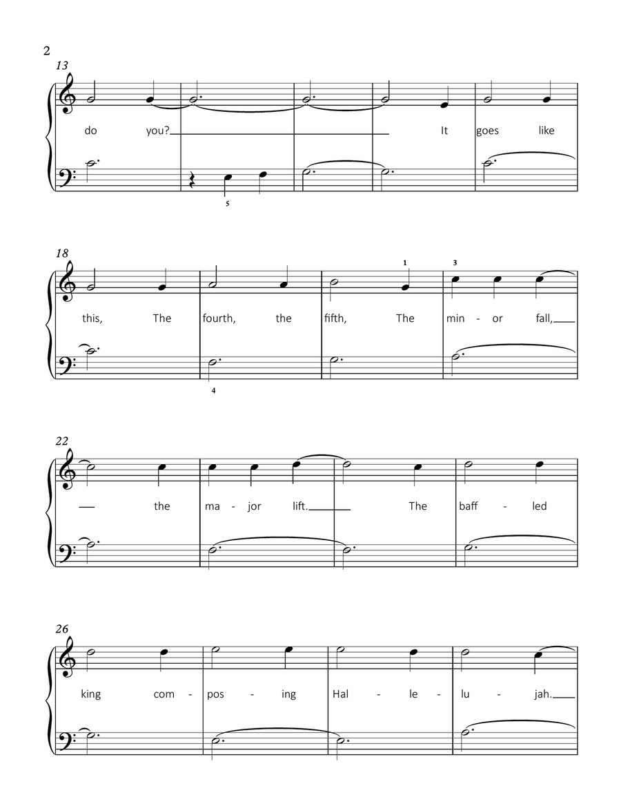 Hallelujah Easy Piano scores gallery preview page 2
