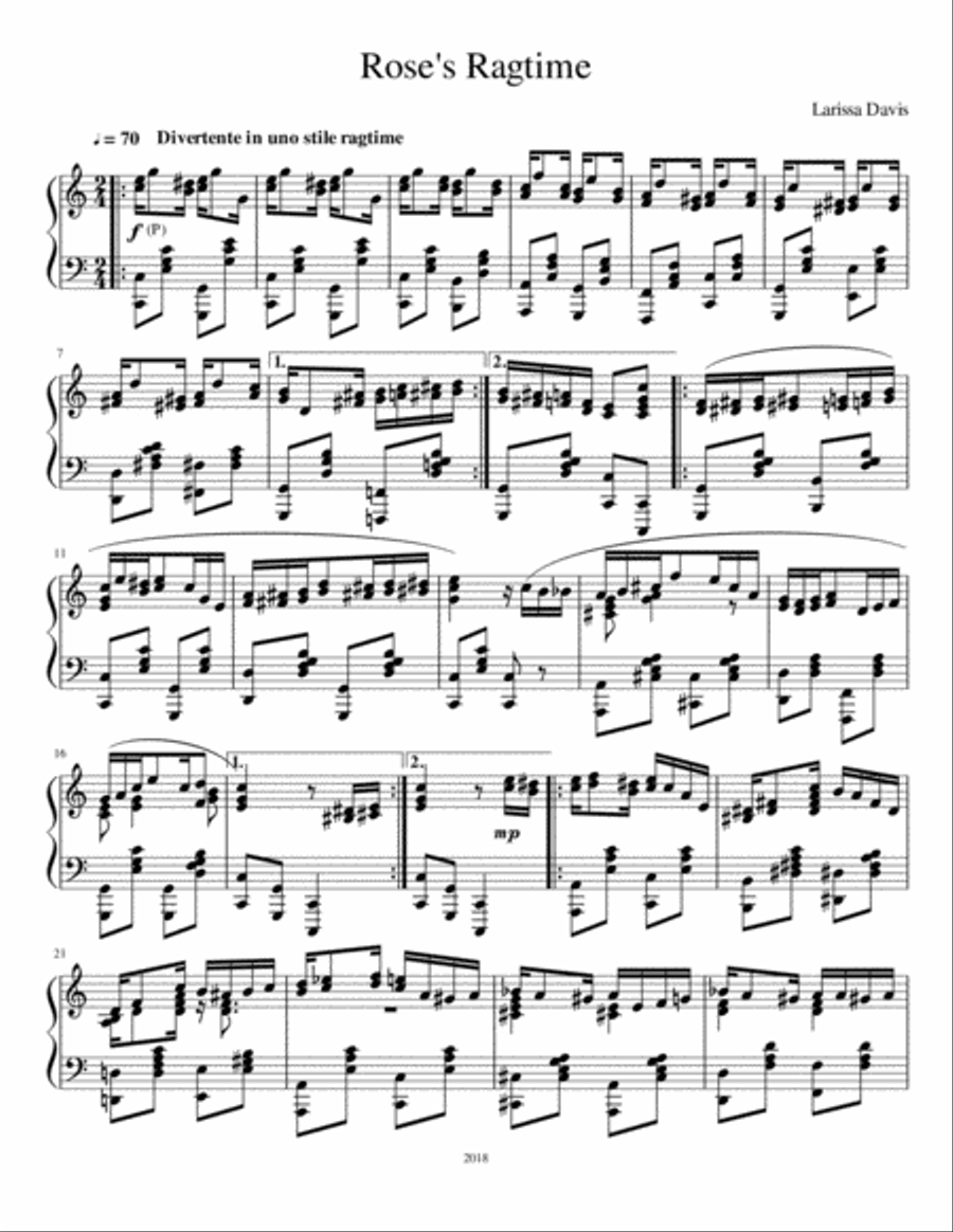 Rose's Ragtime Rose's Ragtime Piano Solo scores gallery preview page 1