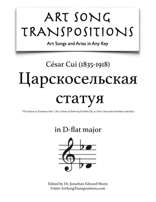 CUI: Царскосельская статуя, Op. 57 no. 17 (transposed to D-flat major, "The Statue at Tsarskoye")